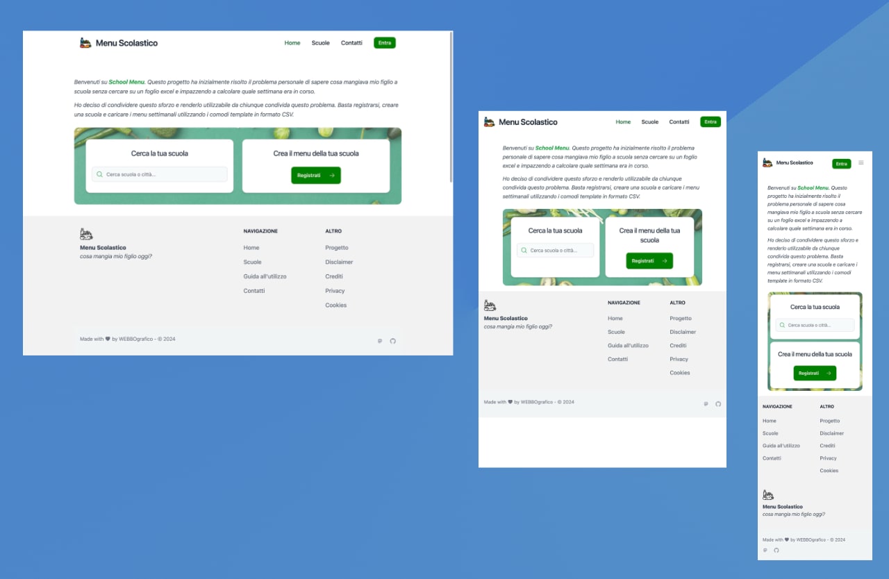 Layout sito con varie larghezze di finestra