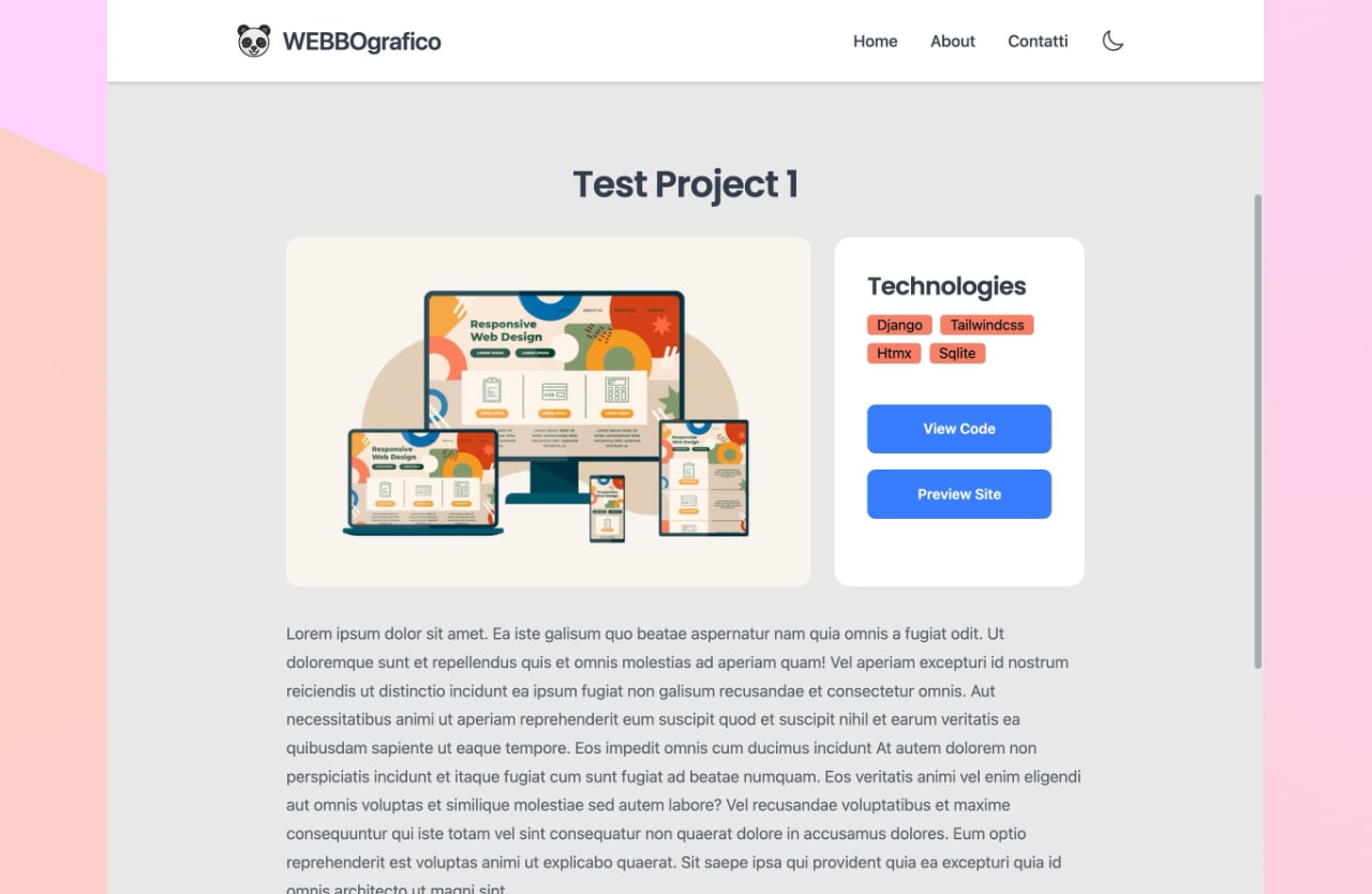 Pagina di dettaglio di un progetto